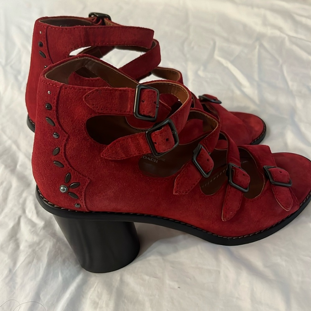 Coach suede block heels